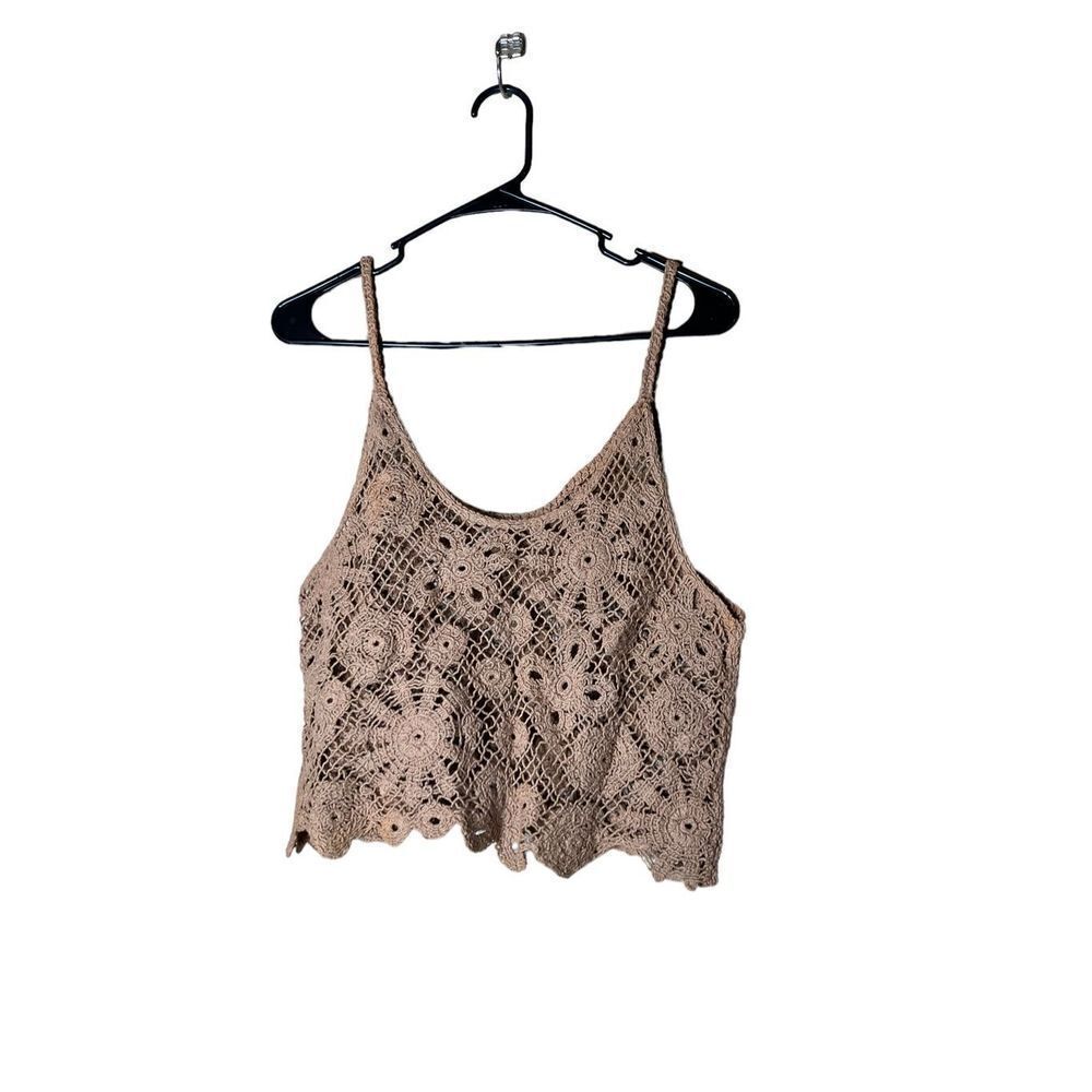 Crochet Tan Cropped Top - Picture 3 of 4